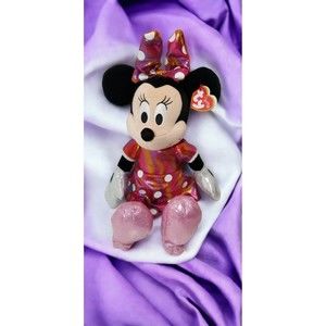 Disney's Minnie Mouse TySparkle NWT Pink Purple Polka Dots Plush Stuffed 16"Tall